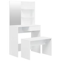 vidaXL Sada toaletného stolíka lesklá biela 74,5x40x141 cm