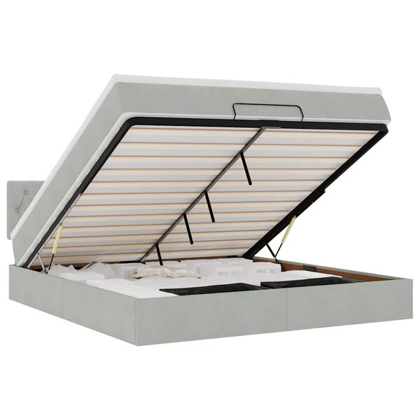 vidaXL Osmansk&aacute; posteľ s matracom Svetlosiv&aacute; 180x200cm Zamat