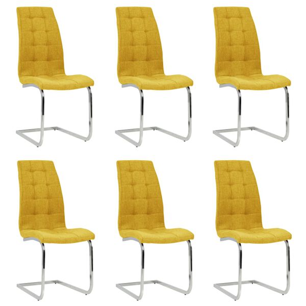 vidaXL Jed&aacute;lensk&eacute; stoličky, perov&aacute; kostra 6 ks, žlt&eacute;, l&aacute;tka