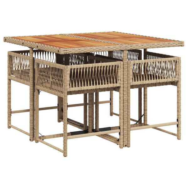 vidaXL 5-dielna z&aacute;hradn&aacute; jed&aacute;lensk&aacute; s&uacute;prava a vank&uacute;&scaron;e b&eacute;žov&aacute; polyratan