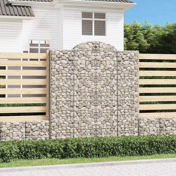 vidaXL Obl&uacute;kov&yacute; gabionov&yacute; k&ocirc;&scaron; 200x50x220/240 cm pozinkovan&eacute; železo