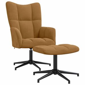 vidaXL Relaxačn&eacute; kreslo s podnožkou, hned&eacute;, zamat