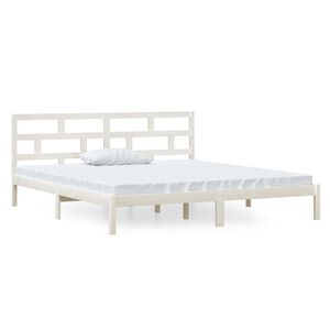 vidaXL Posteľn&yacute; r&aacute;m biely mas&iacute;vne borovicov&eacute; drevo 140x190 cm