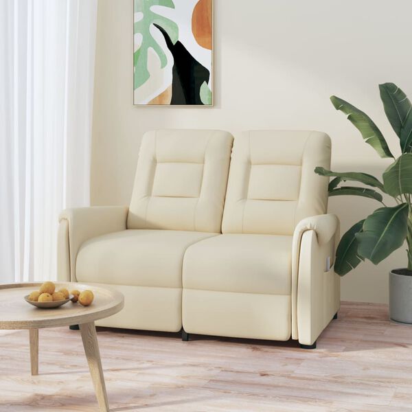 vidaXL 2-miestne sklápacie masážne kreslo, krémové, umelá koža