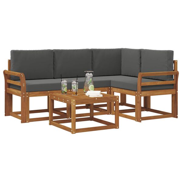 vidaXL Z&aacute;hradn&aacute; s&uacute;prava gaučov s vank&uacute;&scaron;om 5 pcs Pr&iacute;rodn&aacute; a antracitov&aacute;