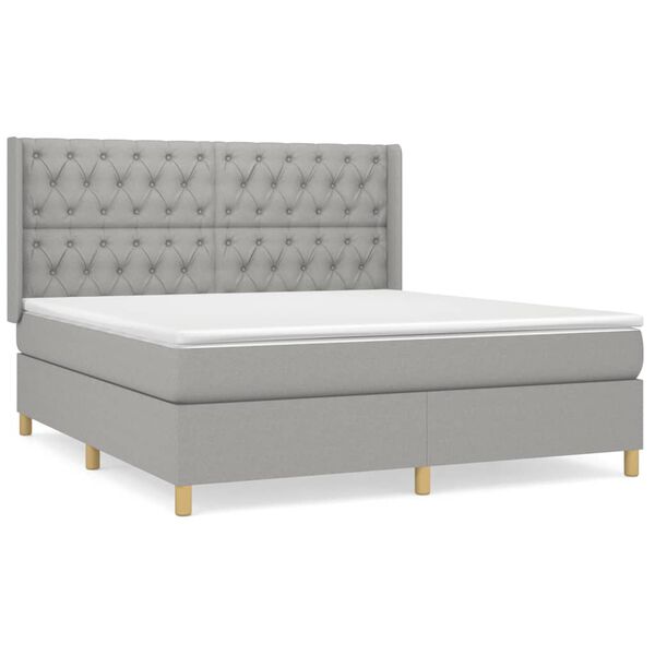 vidaXL Boxspring posteľ s matracom svetlosiv&aacute; 100x200 cm l&aacute;tka