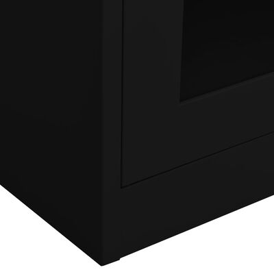 vidaXL Kancelárska skriňa čierna 90x40x180 cm oceľ a tvrdené sklo