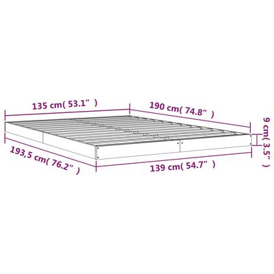 vidaXL Posteľný rám sivý 135x190 cm borovicový masív dvojlôžko