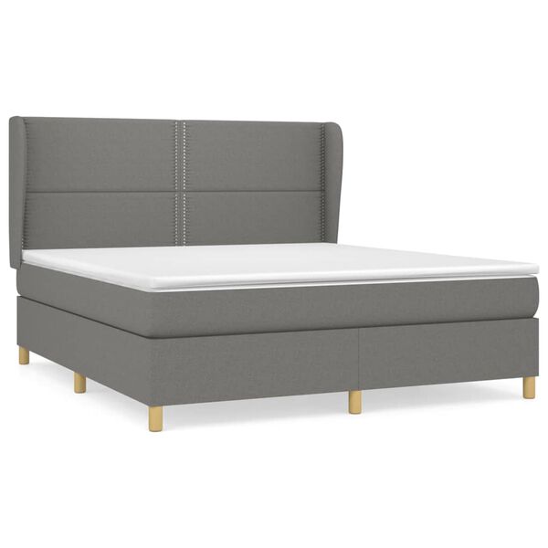vidaXL Boxspring posteľ s matracom tmavosiv&aacute; 160x200 cm l&aacute;tka
