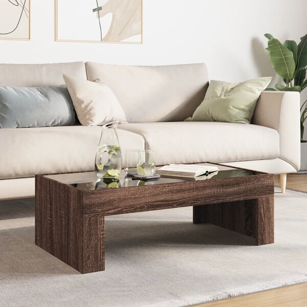 vidaXL Konferenčn&yacute; stol&iacute;k s nekonečn&yacute;mi LED hned&yacute; dub 90x50x30 cm