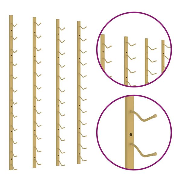 vidaXL Nástenný stojan na víno na 12 fliaš 2 ks zlatý železný