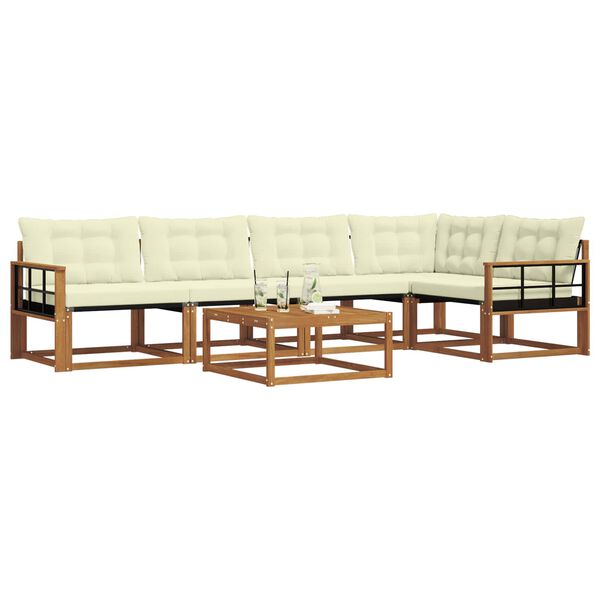 vidaXL Z&aacute;hradn&aacute; s&uacute;prava gaučov s vank&uacute;&scaron;om 6 pcs Pr&iacute;rodn&aacute; a kr&eacute;mov&aacute;