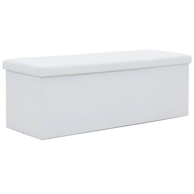 vidaXL Skladacia úložná lavica z umelej kože 110x38x38 cm biela