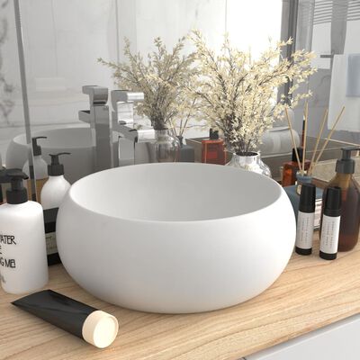 vidaXL Luxusné umývadlo, okrúhle, matné biele 40x15 cm, keramika