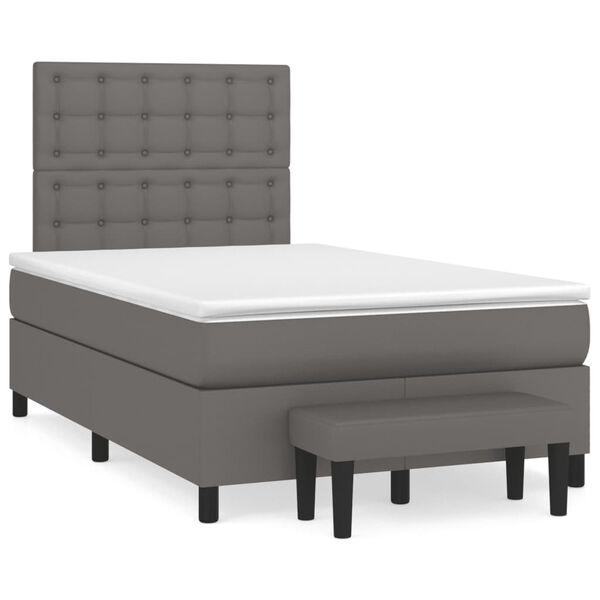 vidaXL Boxspring posteľ s matracom siv&aacute; 120x190 cm umel&aacute; koža