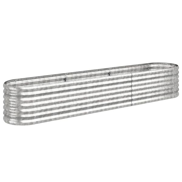 vidaXL Vyvýšený záhradný záhon pozinkovaná oceľ 224x40x36 cm strieborný