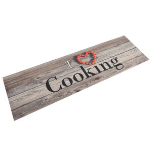 vidaXL Kuchynsk&yacute; koberec um&yacute;vateľn&yacute; Cooking siv&yacute; 45x150 cm zamat