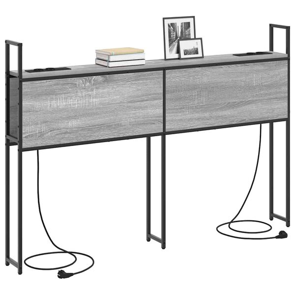 vidaXL &Uacute;ložn&aacute; čelľadka s nab&iacute;jacou stanicou s poličkou Siv&yacute; dub sonoma