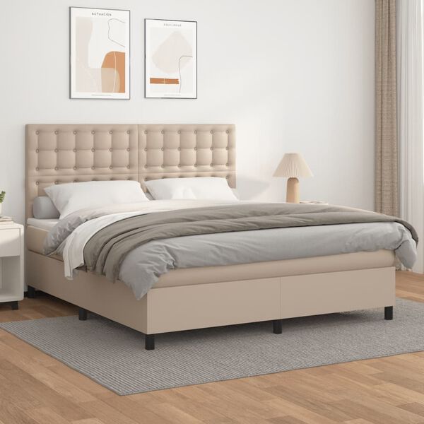 vidaXL Boxspring posteľ s matracom kapučínová 180x200 cm umelá koža
