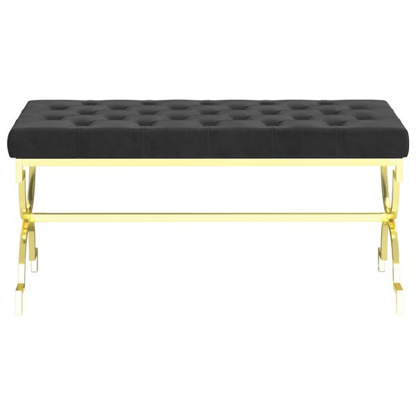 vidaXL Lavička 99 cm, čierna, zamat a nehrdzavej&uacute;ca oceľ