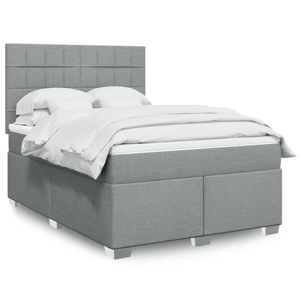 vidaXL Boxspring posteľ s matracom svetlosiv&aacute; 100x200 cm l&aacute;tka