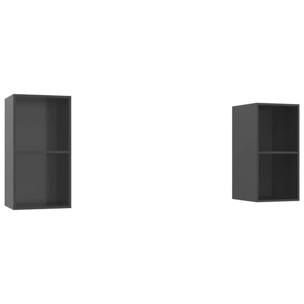 vidaXL Nástenné TV skrinky 2 ks, lesklé sivé, kompozitné drevo