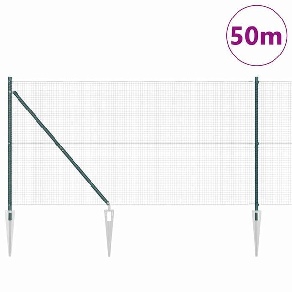 vidaXL Stĺp na plot. Zelen&aacute; 50 x 1,4 m (16 x 16 mm sieť) Ocel a PVC