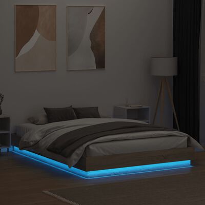 vidaXL Rám postele s LED svetlami dub sonoma 160x200 cm
