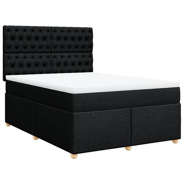 vidaXL Posteľn&yacute; r&aacute;m boxspring s matracom čierny 140x200 cm l&aacute;tka