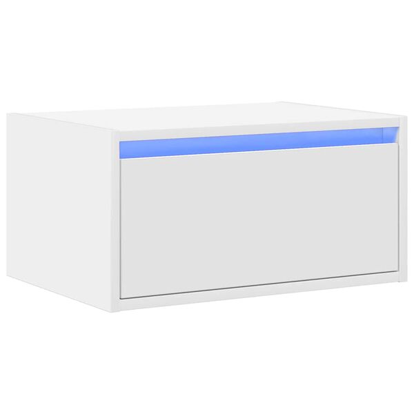 vidaXL Nástenná nočná skrinka s LED osvetlením biela