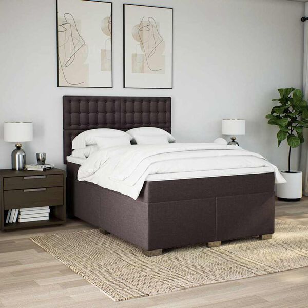 vidaXL Boxspring posteľ s matracom tmavohned&aacute; 140x190 cm l&aacute;tka