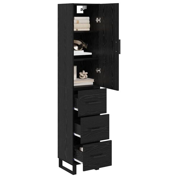 vidaXL Highboard Čierny dub 34,5 x 34 x 180 cm Kompozitn&eacute; drevo