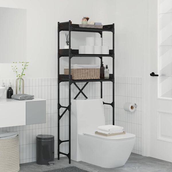 vidaXL Polica na pr&aacute;čku Čierny 0ak 67 x 25 x 163 cm Kompozitn&eacute; drevo