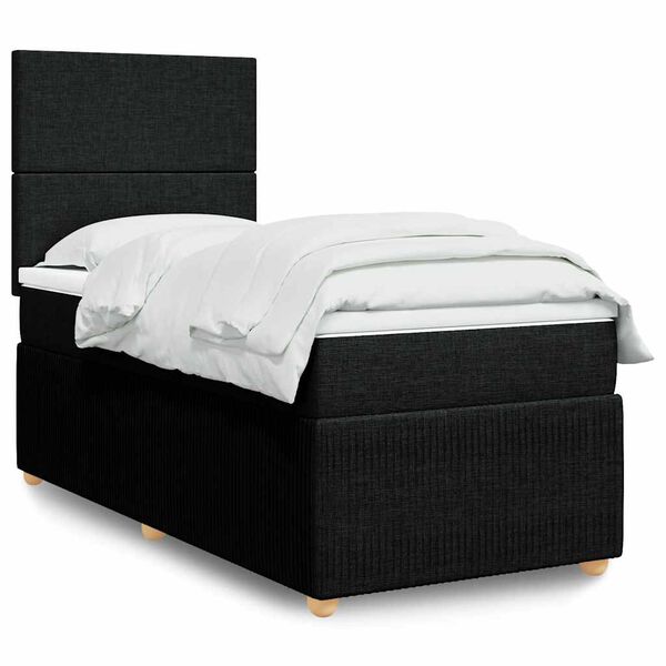 vidaXL Posteľn&yacute; r&aacute;m boxspring s matracom čierny 90x200 cm l&aacute;tka