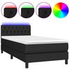 vidaXL Posteľ boxsping s matracom a LED čierna 90x190 cm l&aacute;tka