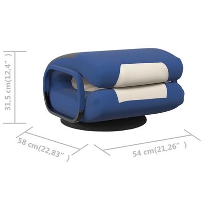 vidaXL Otočná podlahová stolička modrá a krémová látková