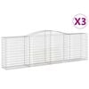 vidaXL Obl&uacute;kov&eacute; gabionov&eacute; ko&scaron;e 3 ks 400x50x120/140 cm pozink. železo
