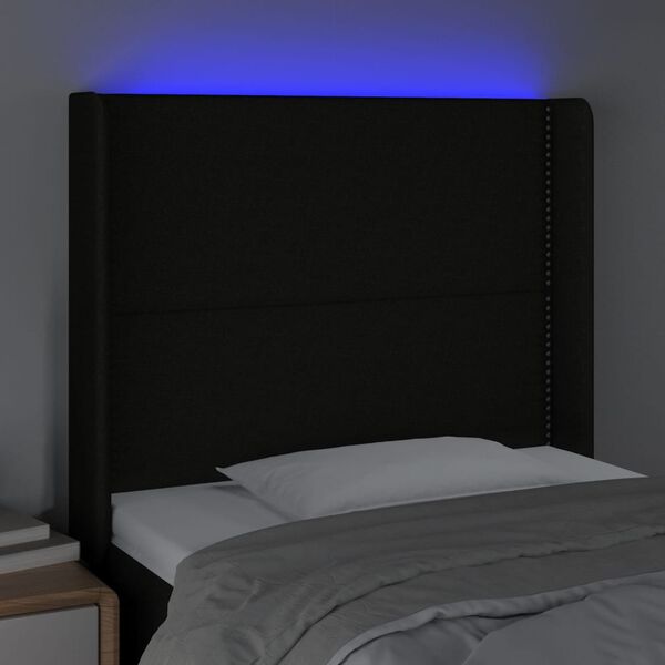 vidaXL Čelo postele s LED čierne 93x16x118/128 cm l&aacute;tka