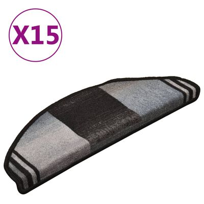 vidaXL Samolepiace nášľapy na schody 15 ks, čierno sivé 65x21x4 cm