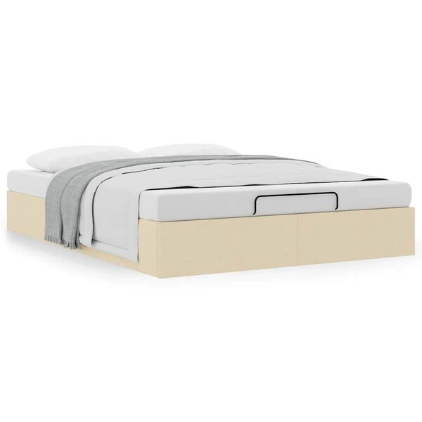 vidaXL Osmanský rám postele bez matraca krémová 140x190 cm látka