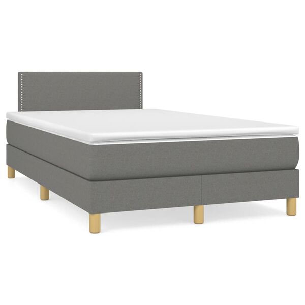 vidaXL Boxspring posteľ s matracom, tmavosiv&aacute; 120x190 cm, l&aacute;tka
