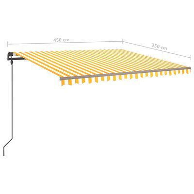vidaXL Automaticky zaťahovacia markíza so stĺpmi 4,5x3,5 m žlto-biela