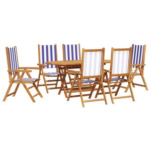 vidaXL Z&aacute;hradn&yacute; jed&aacute;lensk&yacute; set 7 pcs Modr&aacute; a biela