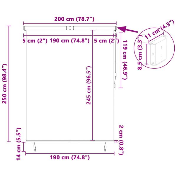 vidaXL Roleta so záclonami Modrá a biela 200 x 250 cm Textil a hliník