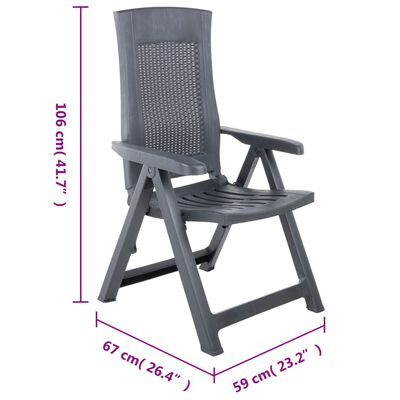 vidaXL Záhradné sklápacie stoličky 2 ks plast antracitové