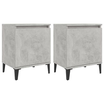 vidaXL Nočné stolíky, kovové nohy, betónovo sivé 40x30x50 cm