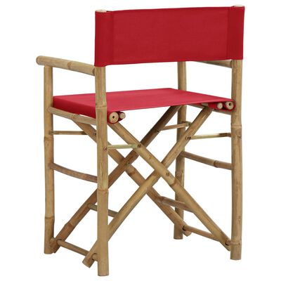 vidaXL Skladacie režisérske stoličky 2 ks červené bambus a látka