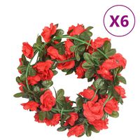 vidaXL Umelé kvetinové girlandy 6 ks červené 240 cm
