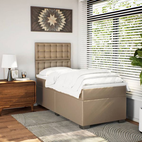 vidaXL Boxspring posteľ s matracom kapučínová 80x200 cm umelá koža