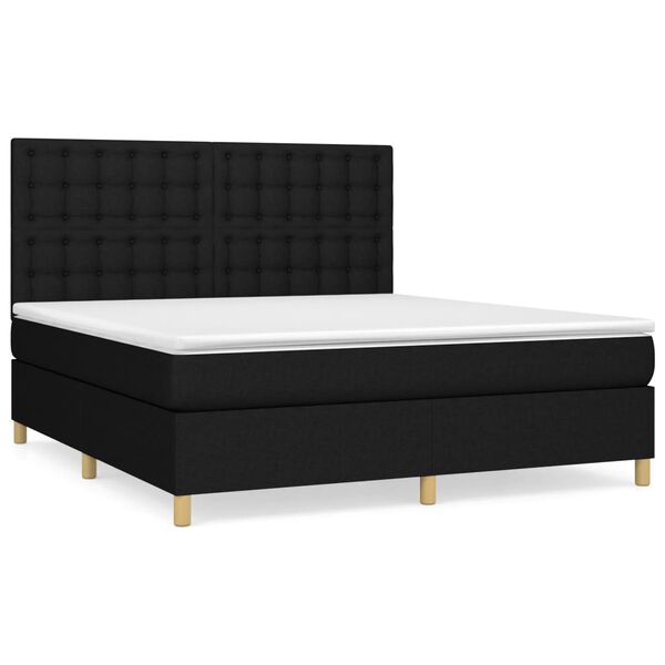 vidaXL Posteľn&yacute; r&aacute;m boxspring s matracom čierny 160x200 cm l&aacute;tka